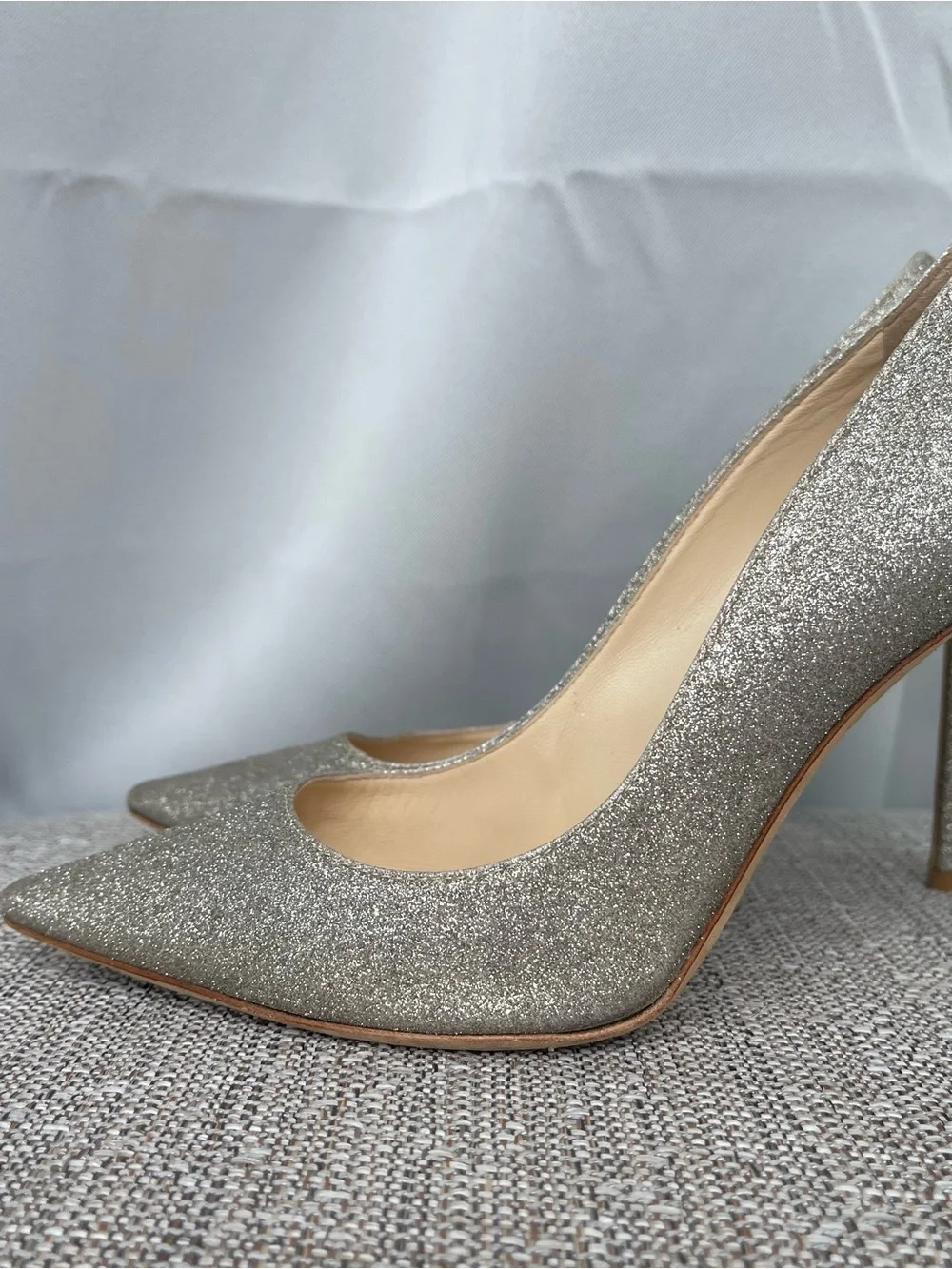 Jimmy Choo Glitter Pointed-Toe Stiletto Pumps - Silver